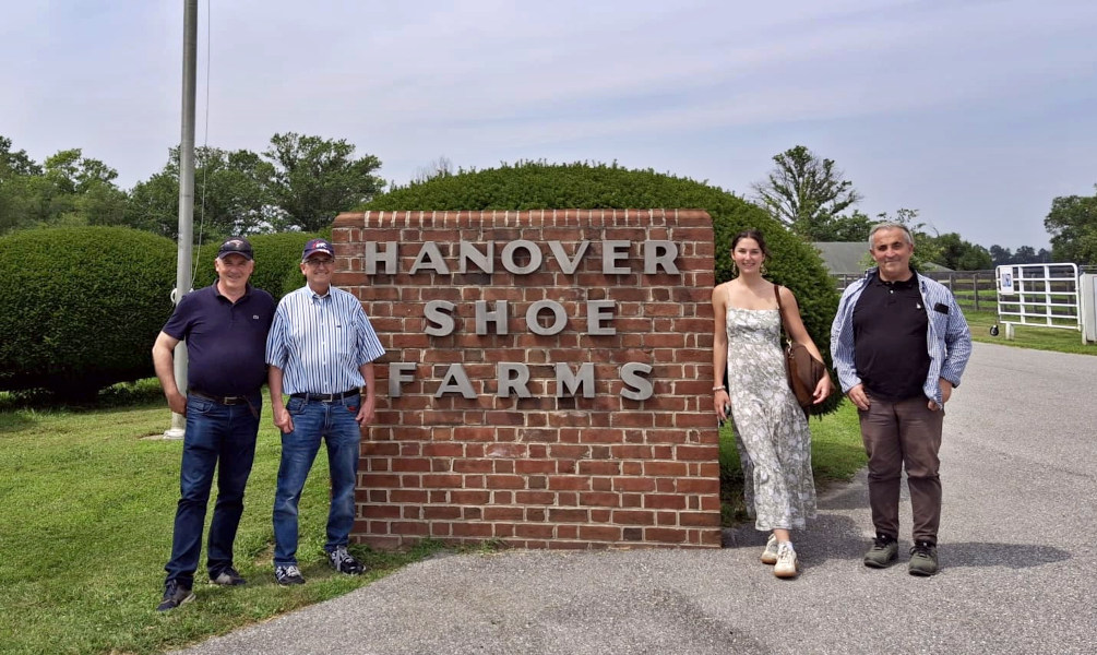 Photo of Group by Hanover Shoe Farms sign